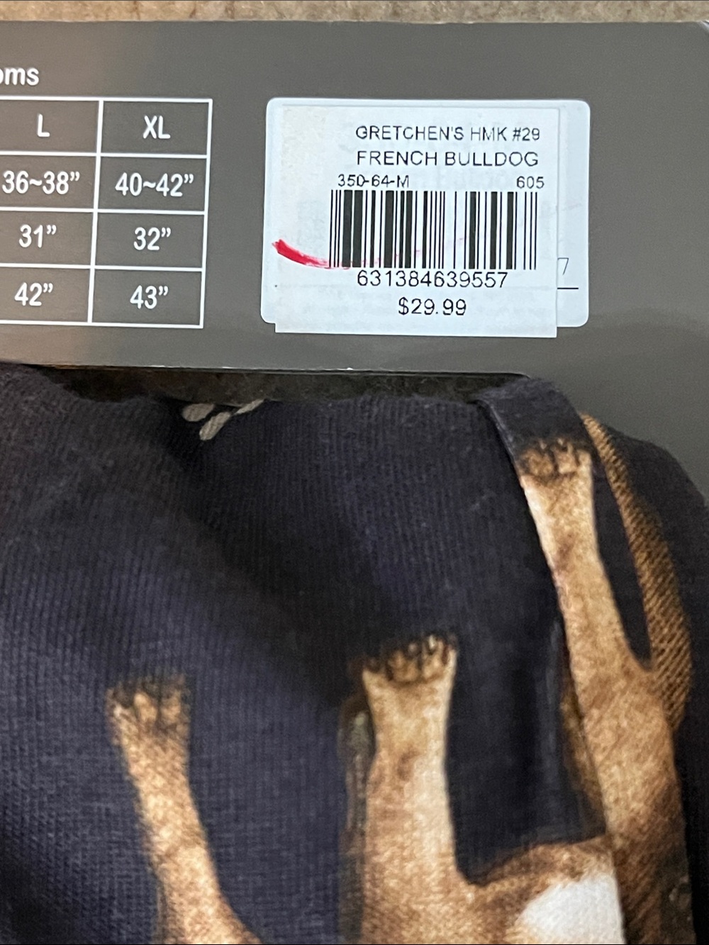 Comfies French Bulldog Pajama Pants Black Size M Unisex NWT - Picture 12 of 12